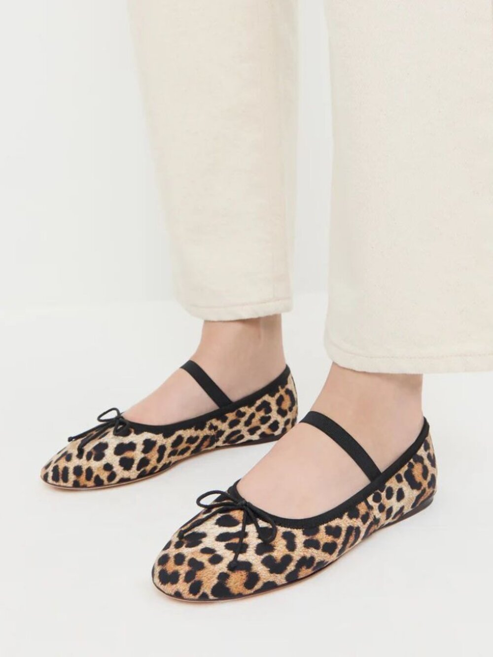 LOEFFLER RANDALL Leonie Soft Ballet Flats Size 7 Leopard Jersey Bow NEW - Picture 3 of 13